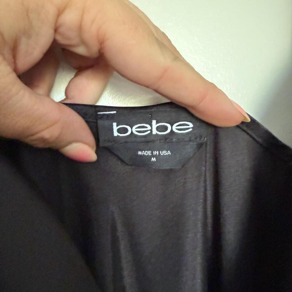 Bebe Black Satin Maxi Dress M Cowl Neck Slip Evening Formal Minimalist - Picture 4 of 6